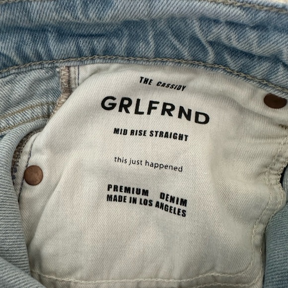 GRLFRND Cassidy Mid Rise Straight Light Blue Distressed Jeans - Picture 7 of 7